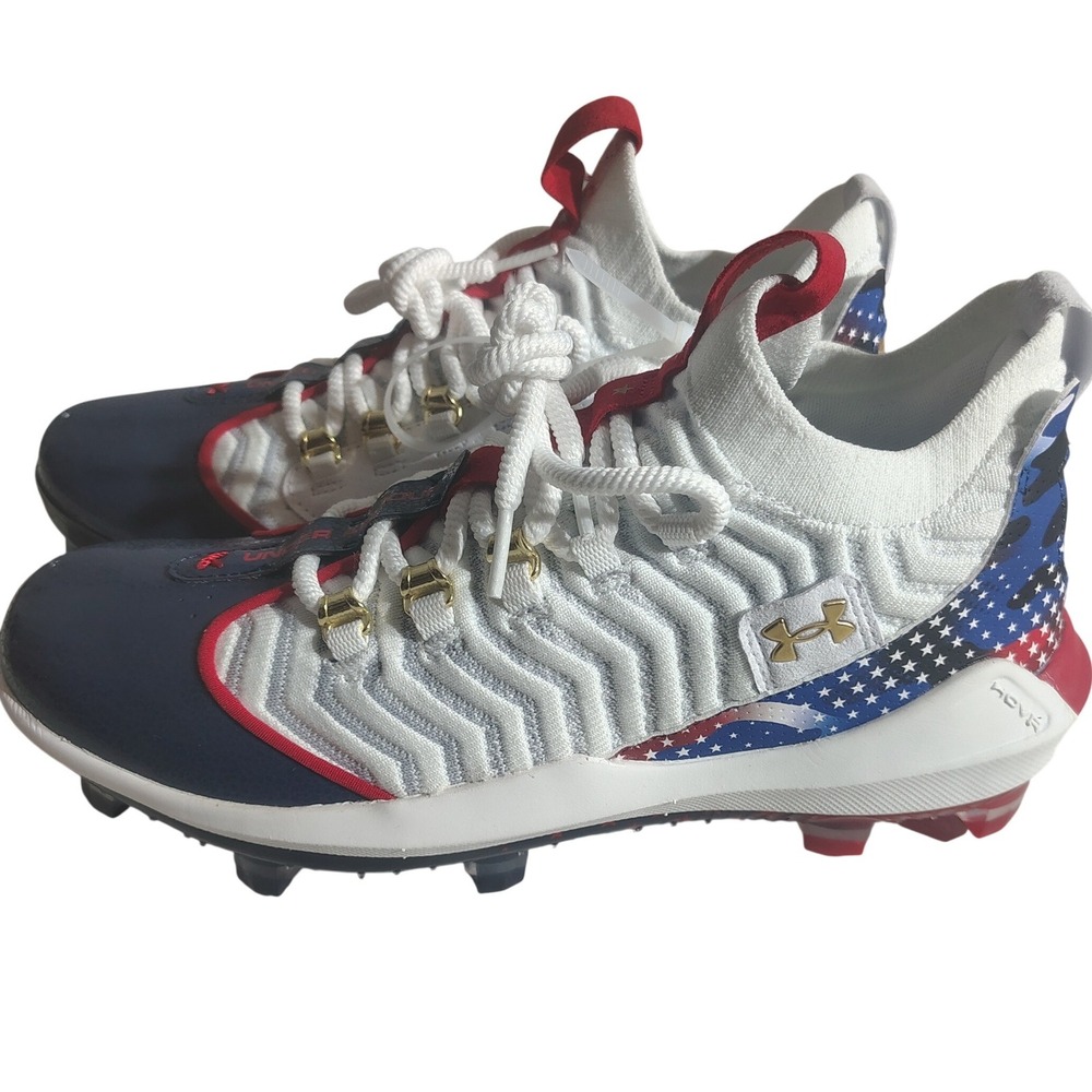 Under Armour Harper 7 Elite TPU Baseball Cleats Freedom USA Red White Blue 9.5 - Picture 4 of 11